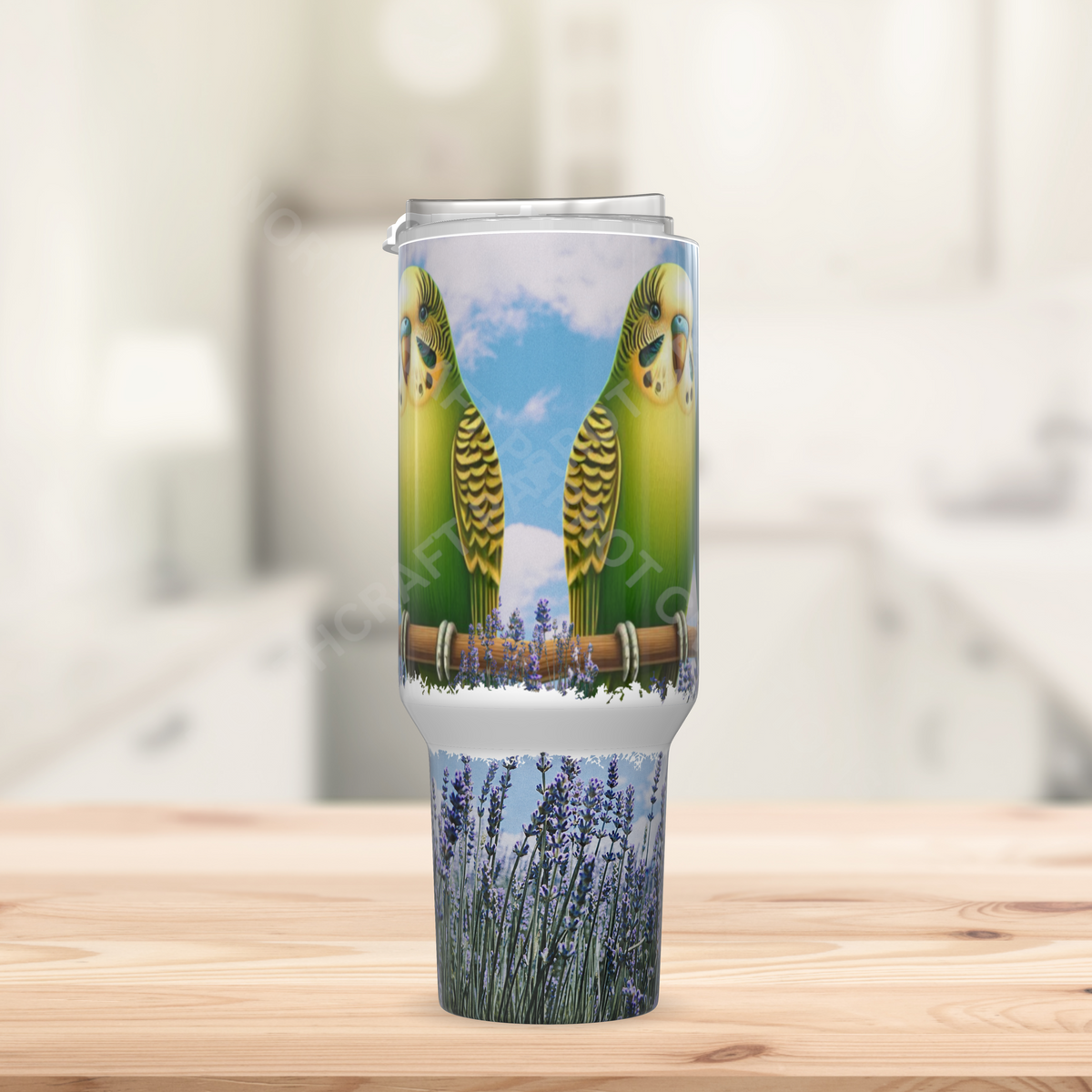 Parakeets on a Branch in Sky 40oz Stainless Steel Tumbler