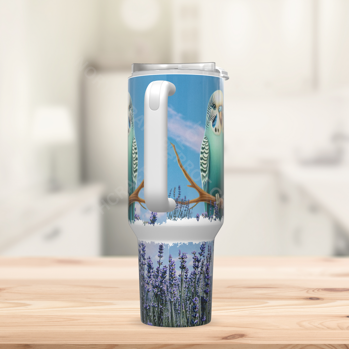 Parakeets on a Branch in Sky 40oz Stainless Steel Tumbler