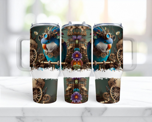 Quaker (Blue) in a Steampunk Theme 40oz Tumbler
