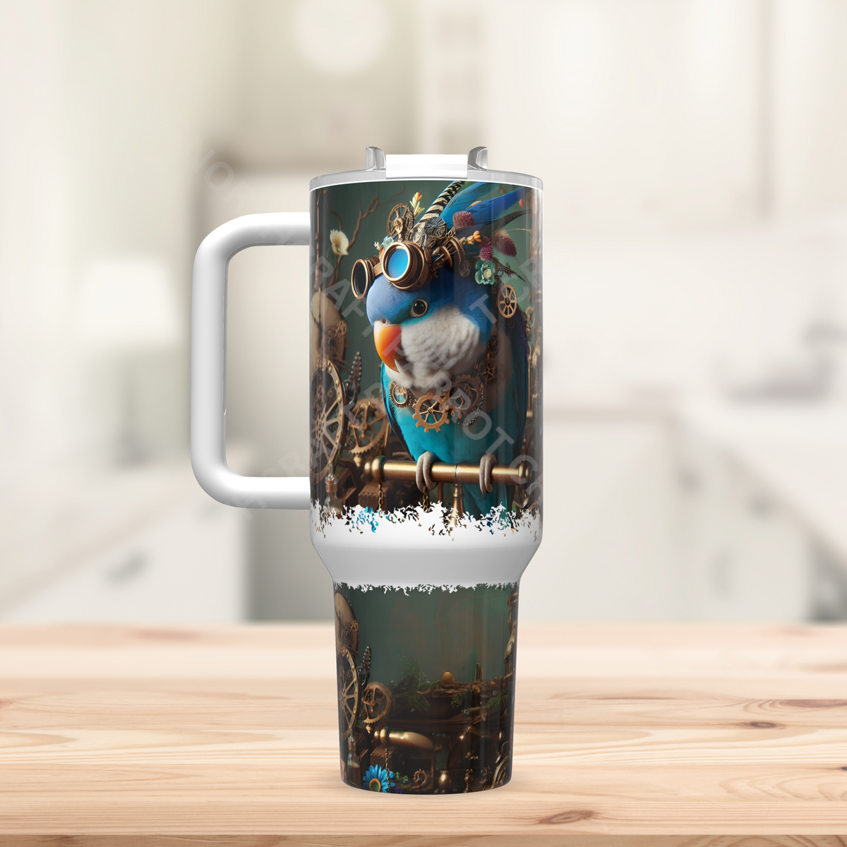Quaker (Blue) in a Steampunk Theme 40oz Stainless Steel Tumbler