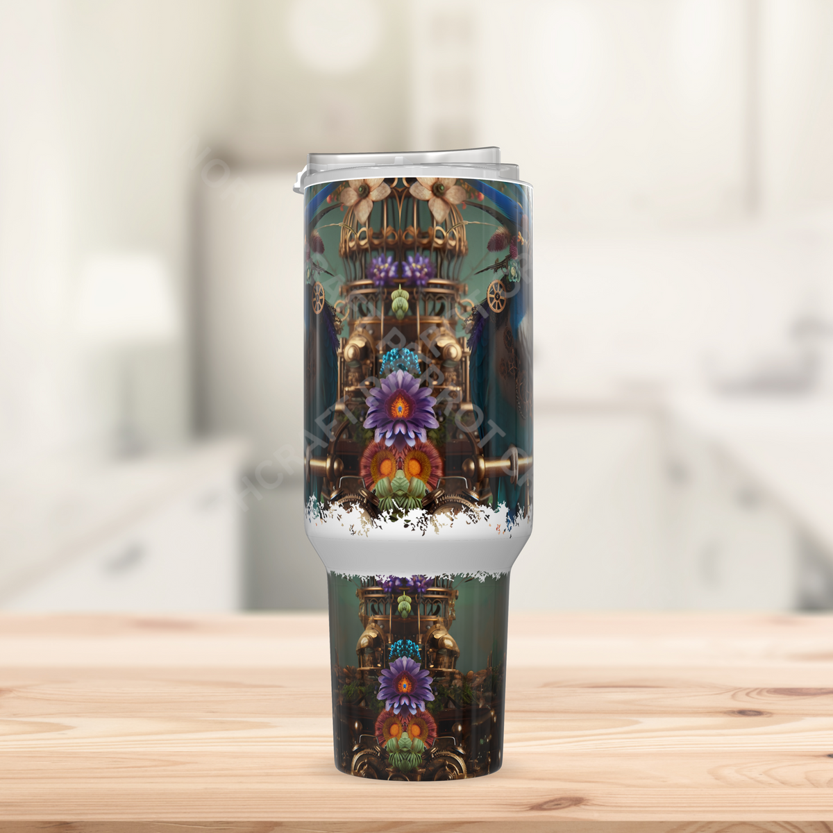 Quaker (Blue) in a Steampunk Theme 40oz Stainless Steel Tumbler