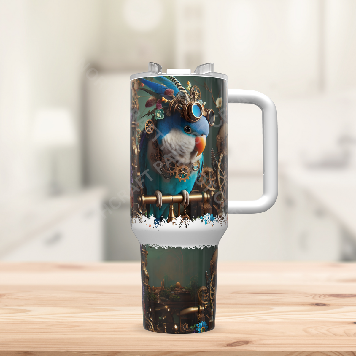 Quaker (Blue) in a Steampunk Theme 40oz Stainless Steel Tumbler