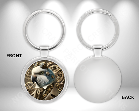 Quaker (Blue) in a Steampunk Theme Circle Metal Keychain