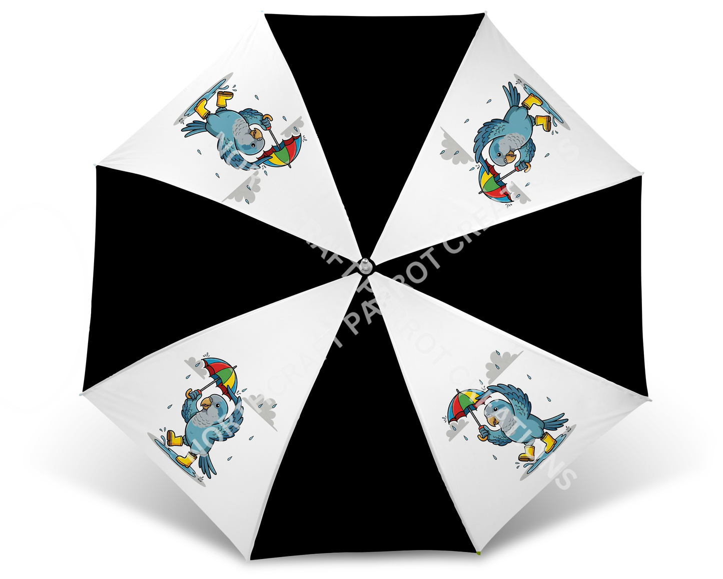 Quaker Parrot (blue) with Rain Boots and Puddle 60" Golf Umbrella