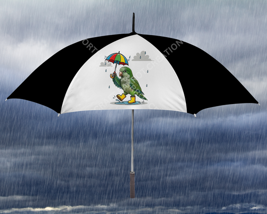 Quaker Parrot (Green) with Rain Boots and Puddle 60" Golf Umbrella
