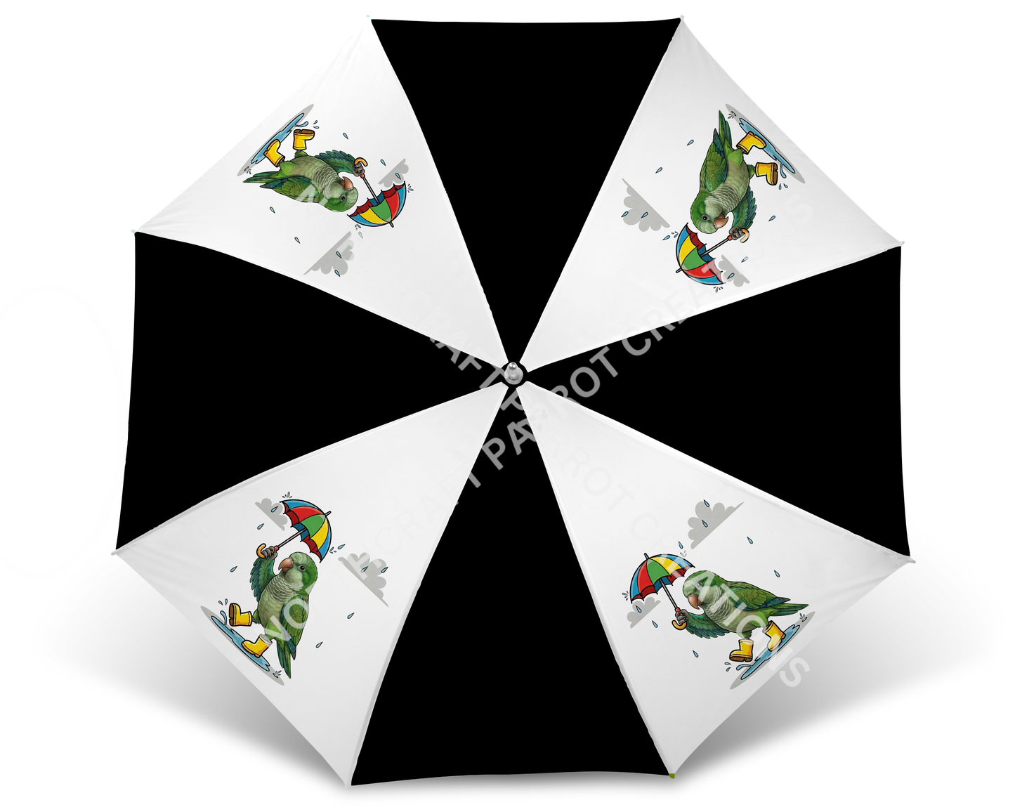 Quaker Parrot (Green) with Rain Boots and Puddle 60" Golf Umbrella
