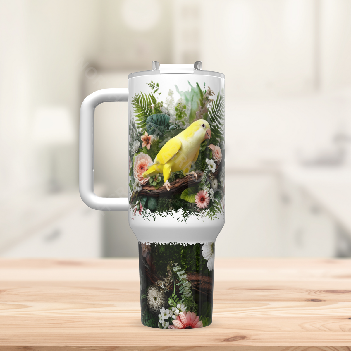 Quaker (Yellow) on a Floral Background 40oz Stainless Steel Tumbler