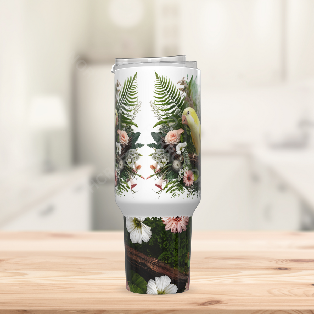 Quaker (Yellow) on a Floral Background 40oz Stainless Steel Tumbler