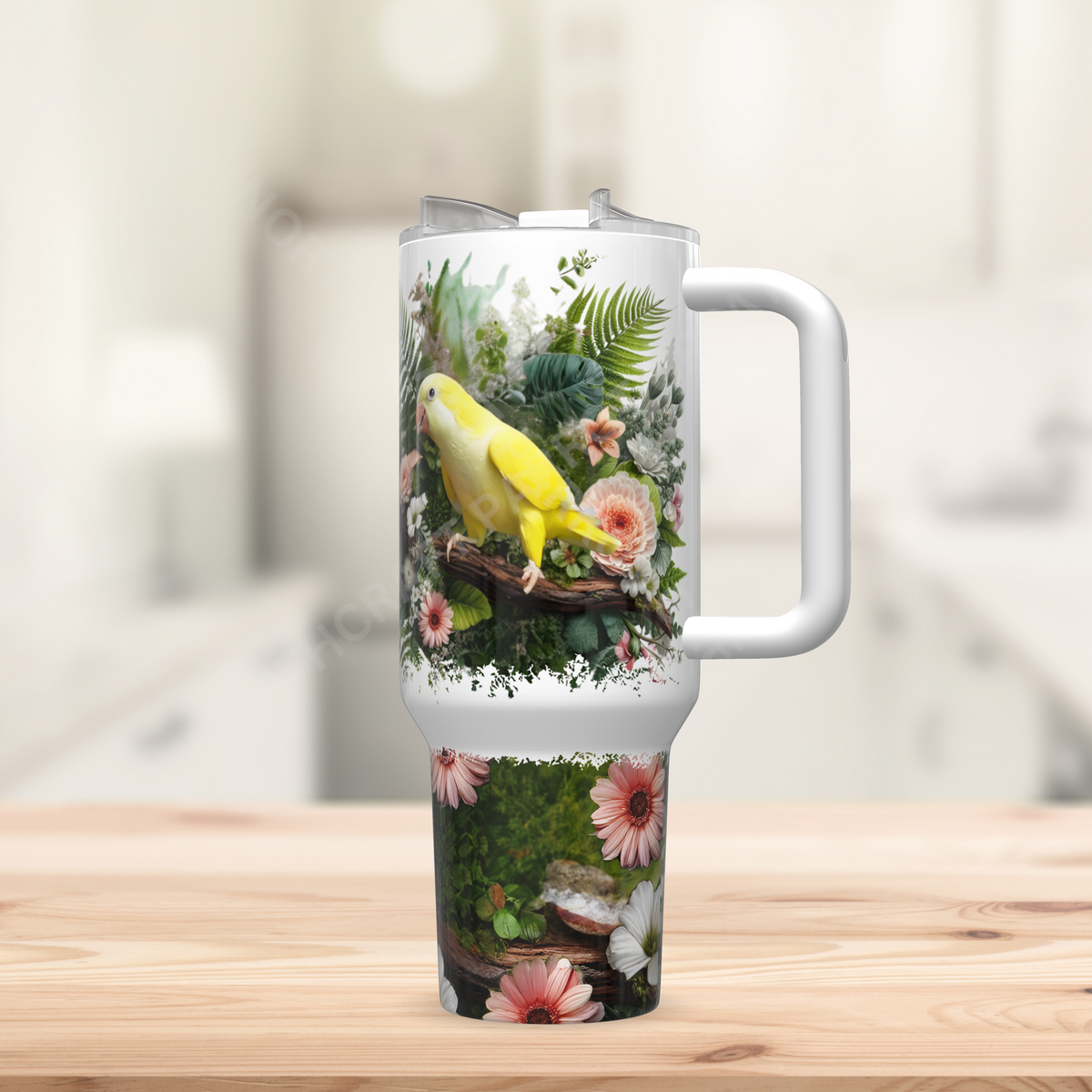 Quaker (Yellow) on a Floral Background 40oz Stainless Steel Tumbler