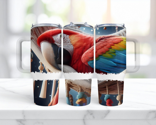 Scarlet Macaw Laying on a Hammock 40oz Tumbler