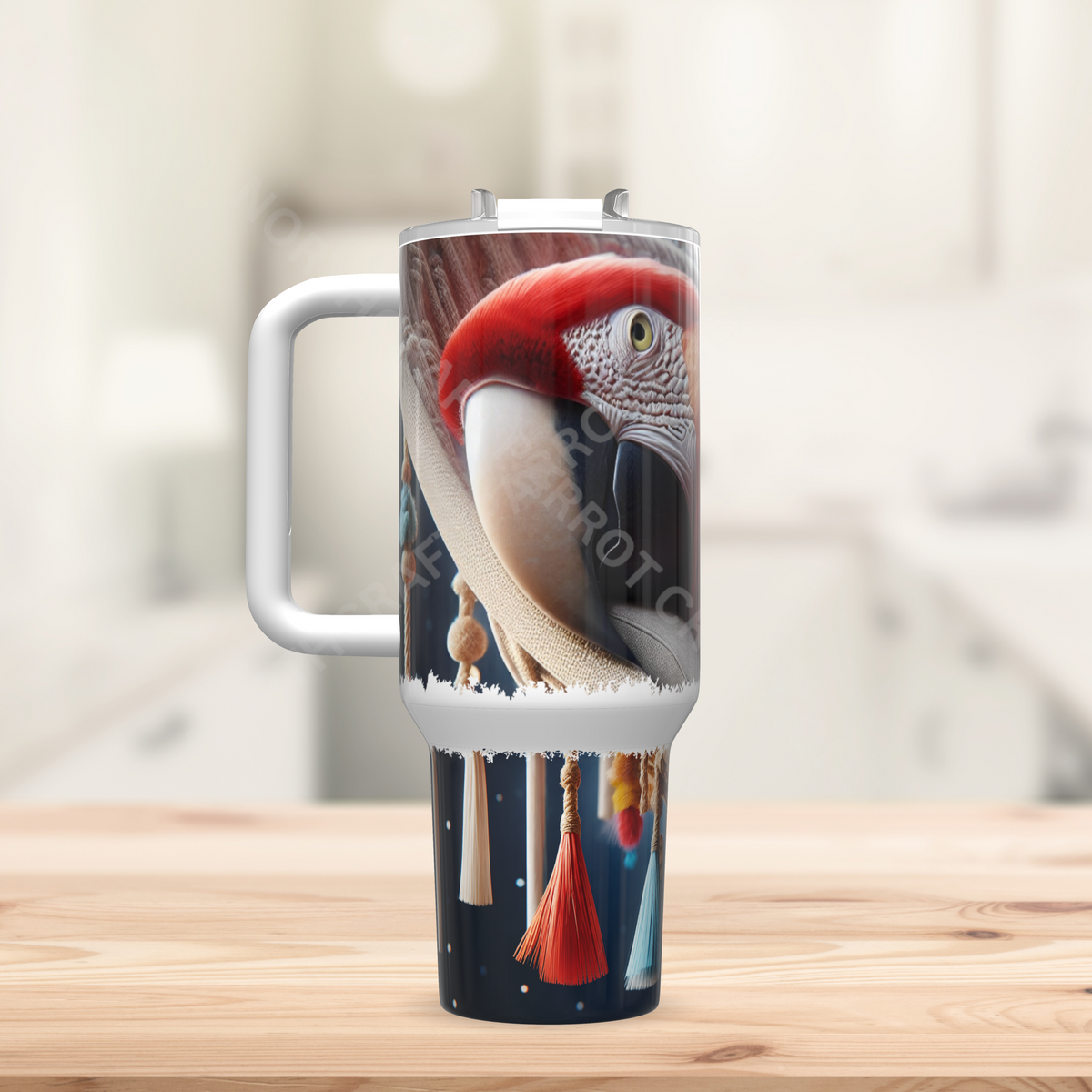 Scarlet Macaw Laying on a Hammock 40oz Stainless Steel Tumbler