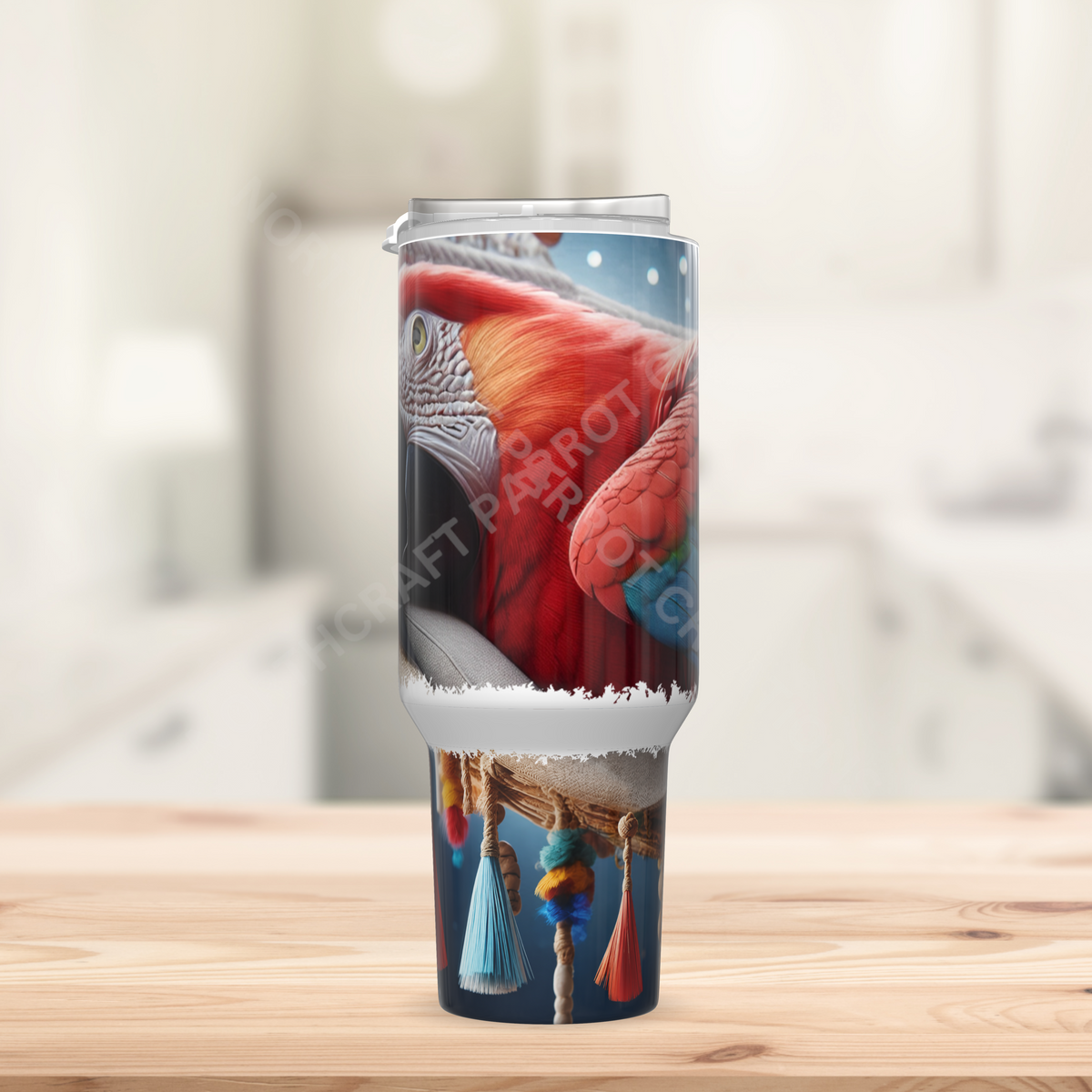Scarlet Macaw Laying on a Hammock 40oz Stainless Steel Tumbler