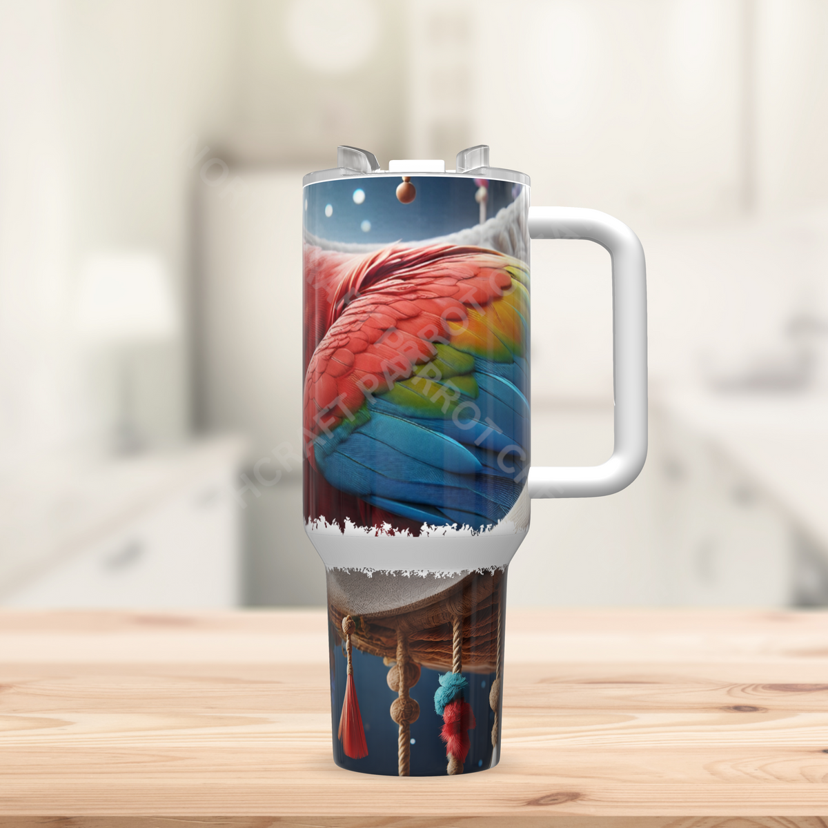 Scarlet Macaw Laying on a Hammock 40oz Stainless Steel Tumbler