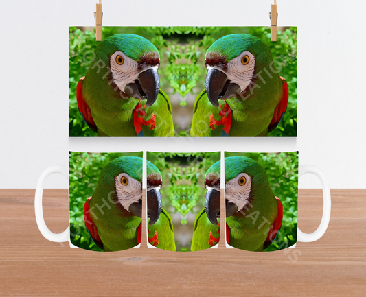Severe Macaw Head Shot in a Mirror Image 15oz Ceramic Mug