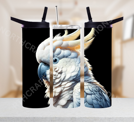 Sulfur Crested Cockatoo Black Background 20oz or 30oz Tumbler