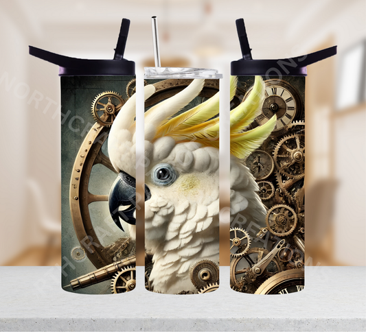 Sulfur Crested Cockatoo in a Steampunk Theme 20oz or 30oz Tumbler