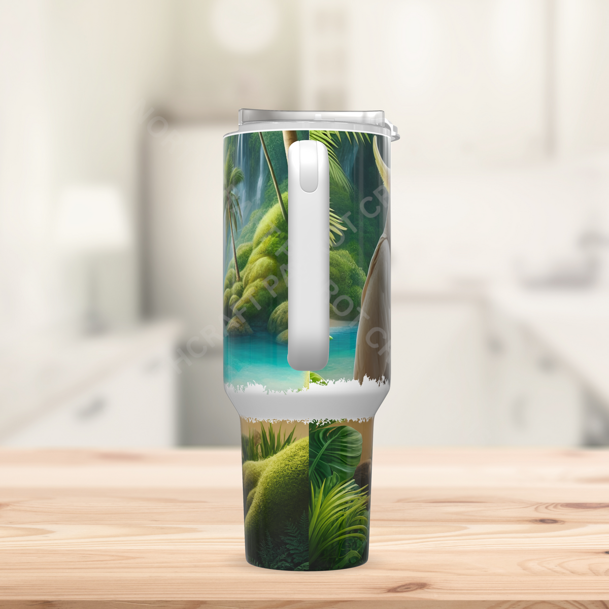 Sulfur Crested Cockatoo with a Waterfall Background 40oz Stainless Steel Tumbler
