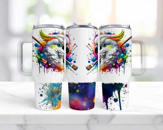 Sulfur Crested Cockatoo Paint Splatter 40oz Tumbler