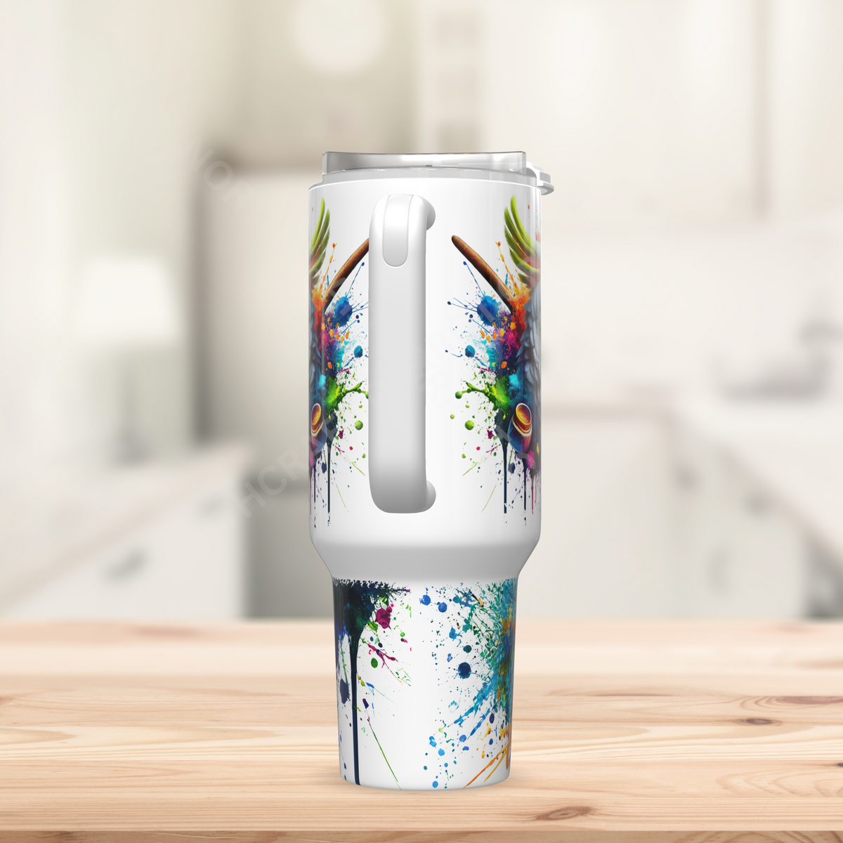 Sulfur Crested Cockatoo Paint Splatter 40oz Stainless Steel Tumbler