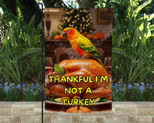 Sun Conure Thankful Thanksgiving Garden Flag