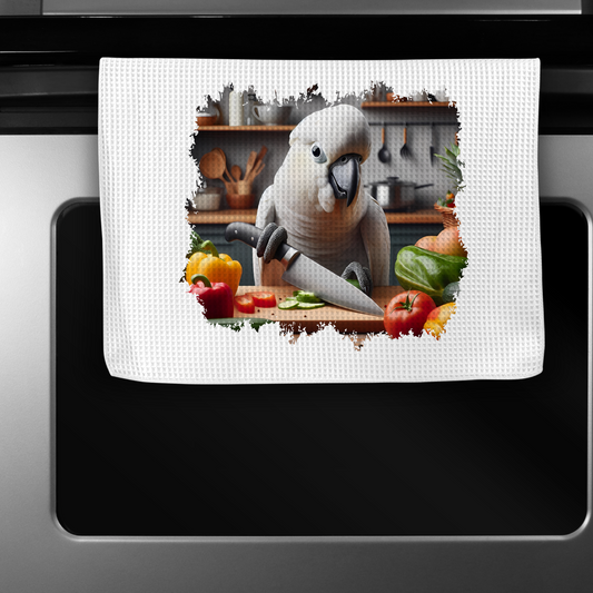 Umbrella Cockatoo Cutting Vegetables Microfiber Kitchen Towel