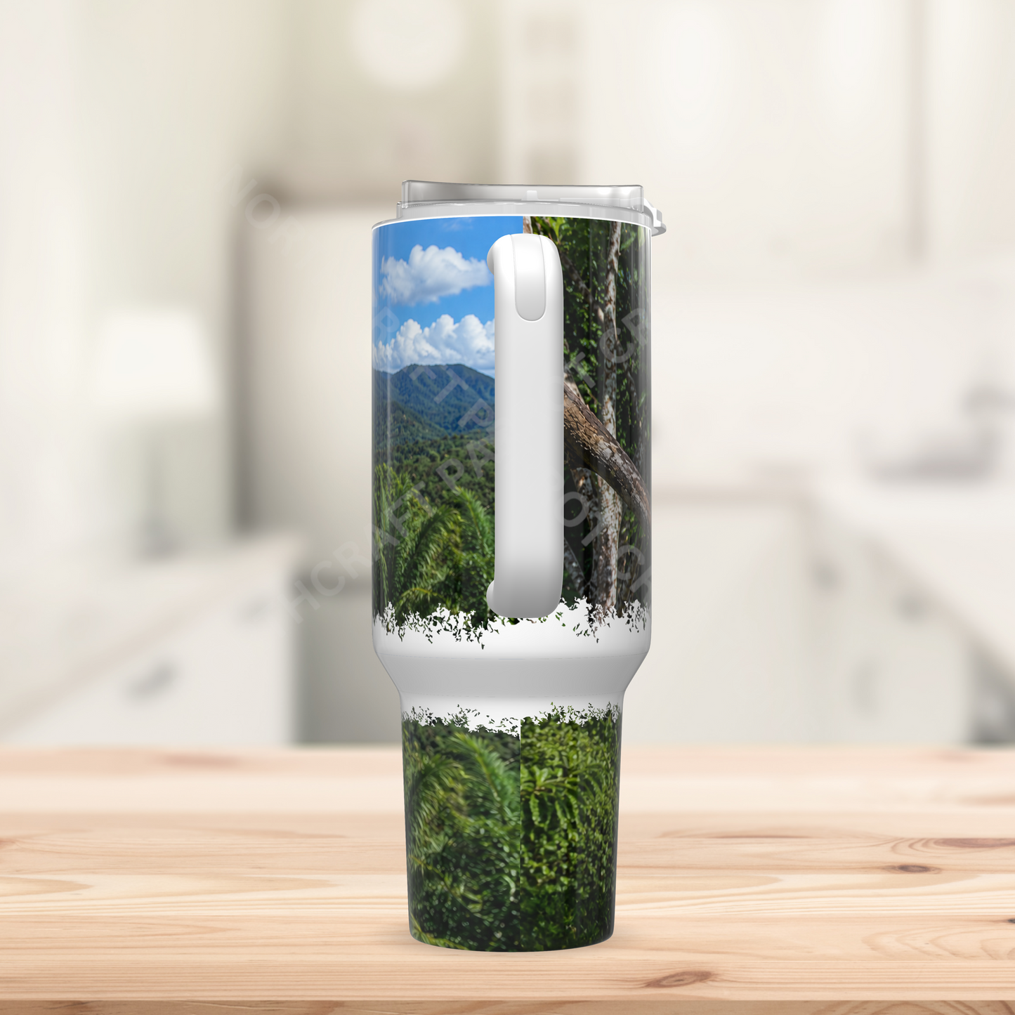 Umbrella Cockatoo on Branch with Sky 40oz Stainless Steel Parrot Tumbler