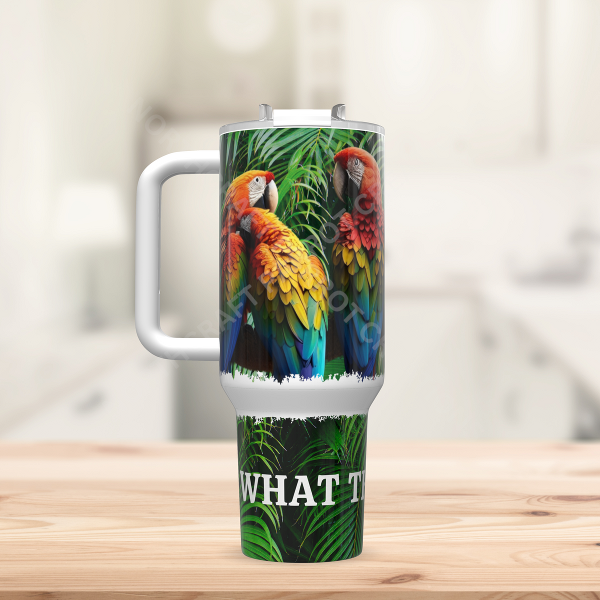 "What The Flock" Macaws 40oz Stainless Steel Tumbler