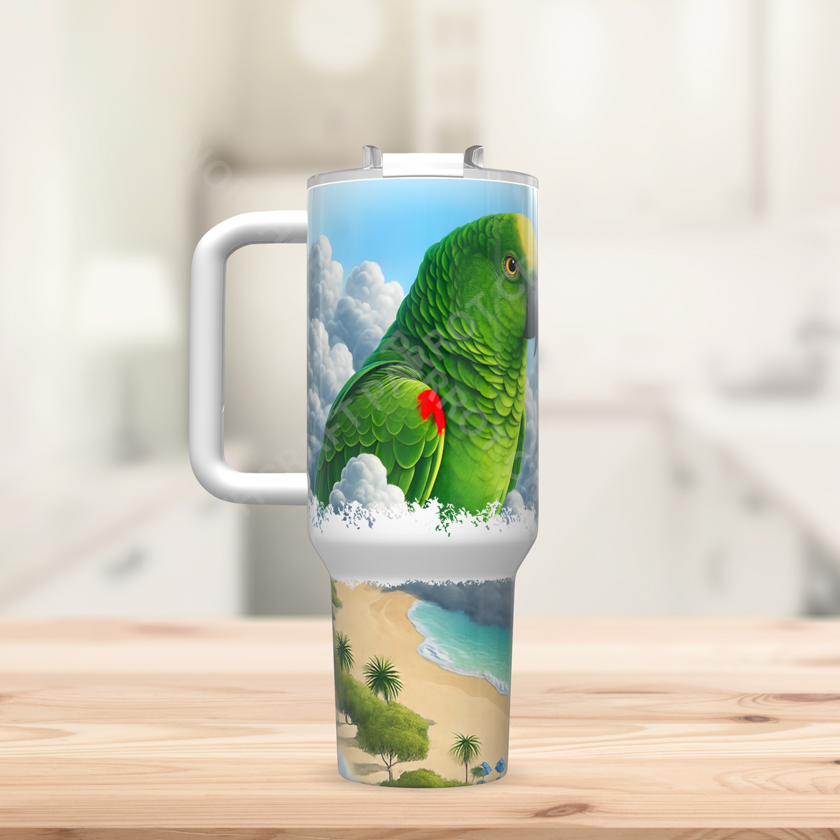 Yellow Crown Amazon in Clouds 40oz Stainless Steel Tumbler
