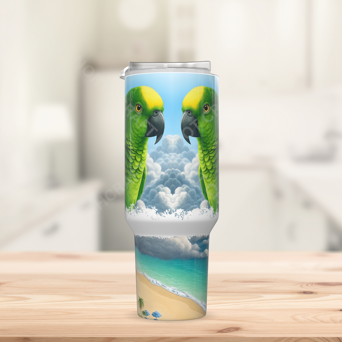 Yellow Crown Amazon in Clouds 40oz Stainless Steel Tumbler