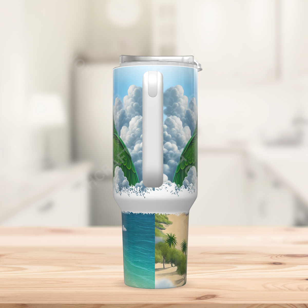 Yellow Crown Amazon in Clouds 40oz Stainless Steel Tumbler